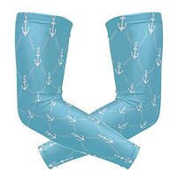 LEVEIS Blue Anchor Arm Sleeves UV Protection for Men Women Sunblock Protective Gloves Running Golf Cycling Driving Long Arm Cover 1 Pair