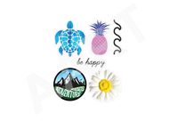 AArtTM Cute Ocean Vinyl Decal Stickers, HD Cute Ocean/Beach Vinyl Laptop and Water Bottle Stickers Pack, Cute Ocean/Beach/Adventure Vinyl Decal 5 Pack (Ocean/Beach/Summer)