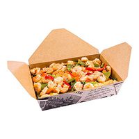 Disposable Take Out Container, #2 To Go Box - Eco-Friendly Paper - Rectangle - 49 oz - Newsprint with Kraft Interior - 200ct Box - Restaurantware