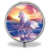 Glad grace Compact 3 Compartment Medicine Case, Customized Little Giraffe Pill Organizer Metal Pill Box Pill Container for Purse, Travelling and Daily Needs