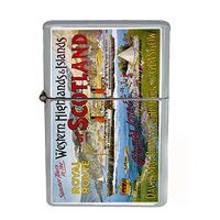 Wind Proof Dual Torch Refillable Lighter Vintage Poster D-095 Western Highlands & Islands of Scotland Royal Route Summer Tours