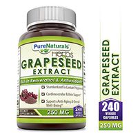 Pure Naturals Grapeseed Extract 250 Mg, 240 Veggie Capsules (Non-GMO), Standardize to Contain Polyphenols, Cardiovascular & Vein Support, Supports Anti-Aging & Overall Well-Being