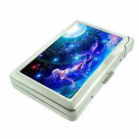 Mermaid Em1 Hip Silver Cigarette Case With Built In Lighter 4.75" X 2.75" Id Holder Metal Wallet RFID Protection