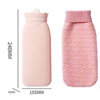 Hot Water Bottle Silica Gel Hot Water Bottle Water Injection Hand Warmers Warm Palace Warm Stomach Microwave Oven Heating Safety Explosion Proof,Pink,L