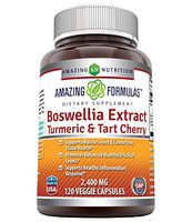 Amazing Formulas Boswellia Extract Turmeric & Tart Cherry 2400mg Veggie Capsules-Supports Muscle, Joint & Connective Tissue Health (Non GMO,Gluten Free)(120 Count)