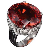 Slendima Fashion Oval Rhinestone Bridal Engagement Statement Ring Women Wedding Banquet Party Anniversary Jewelry Red US 8