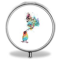 Bird Pill Case, Round Stainless Drug Organizer Container Medicine Cover for Pocket Daily&Weekly