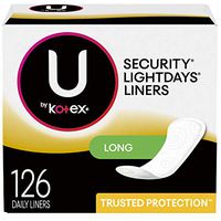 U by Kotex Lightdays Panty Liners, Long, Unscented, 126 Count