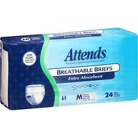 Attends Breathable Briefs with Odor Shield for Adult Incontinence Care, Medium, Unisex, 24 Count (Pack of 4)