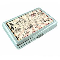 Perfection In Style Metal Silver Cigarette Case Vintage Circus Design 005