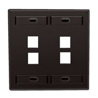 Leviton 42080-4EP 4-Port Dual Gang QuickPort Wallplate with ID Windows, Black