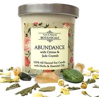 Abundance Pure & Natural Soy Candle 8.5 oz 100% All Natural & Non Toxic with Crystals, Bay, Tangerine & Jasmine Herbs & Essential Oil for Success Prosperity & Wealth: Wiccan Pagan Ritual
