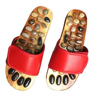 JOINTUP Women Thiatsu Massage Slippers in Natural Stone for Foot Plantar Tens Acupoints Reflexology Therapy for Health Care (US 8, Red)