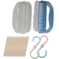 Coralpearl Hand Finger Nail Scrub Brush Set With Cuticle Remover for Deep Cleaning,S Hooks Small Scrubber Cleaner Tool for Men Women Gardener,Mechanic,Kitchen Sink,Bathroom Bath Tub,Laundry,Shower (5)