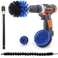 HUAWELL 5 PCS Drill Brush Attachment Set, Power Scrubber Cleaning Kit for Car, Seats, Wheels, Upholstery, Interior, Grout, Carpet, Bathroom Surfaces, Floor, Tub, Tile, Wall, Kitchen, Auto (Blue)