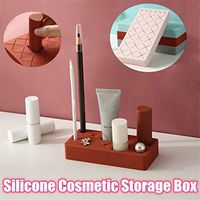 Premium Makeup Organizer Silicone Lipstick Lip Multi Functional Cosmetic Storage Display Case (RD, L)