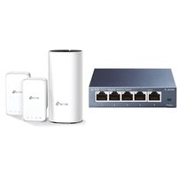 TP-Link Deco Whole Home Mesh WiFi System - Seamless Roaming, Adaptive Routing, Up to 4,500 Sq. ft (Deco M3 3-Pack) & 5 Port Gigabit Ethernet Network Switch (TL-SG105)