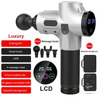 OMNFAS Massage Gun,Vybe PRO Handheld Deep Muscle Massager,Fitness Muscle Relaxer Massager Machine Fascia Gun 4 Massage Head 30 Gear Adjustment Touch Screen (Silvery)