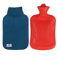 JOUDOO Classic Rubber Intensification Hot or Cold Water Bag for Pain Relief and Comfort - 58OZ (1700ml) (red with Blue case)