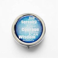 RhyNSky Quote - God Grant Me The Serenity Mini Portable Pocket Pill Box Case Holder for Purse, 3 Compartments, Silvery, C258