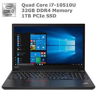 LA Lenovo ThinkPad E15 High Performance Business Laptop: Intel 10th Gen i7-10510U Quad-Core, 32GB RAM, 1TB NVMe SSD, 15.6" FHD 1920x1080 IPS Display, Fingerprint, Win 10 Pro, Black