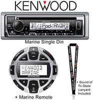 Kenwood KMR-D375BT Marine CD Receiver with Bluetooth and USB Input + Kenwood KCA-RC55MR Wired Marine Remote Control+ Sound of Tri-State Lanyard
