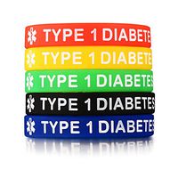 VNOX 5Pcs a Set Silicone Type 1 Diabetes Medical Alert ID Bangle Bracelet,7.5" (Style 1)