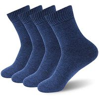 Non Binding Cotton Socks, Feelwe Wide Diabetic Socks Womens Mothers Day Gift Thermal Warm Socks for Women with Seamless Toe Non Binding Loose Top Comfort Cushion Socks 4 Pairs Navy Medium