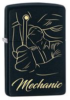 Zippo Lighter: Mechanic Working, Engraved - Black Matte 80601
