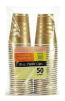 Hanna K. Signature Collection 50 Count Plastic Cup, 18-Ounce, Gold