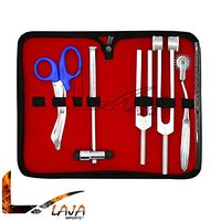 LAJA Imports 6 Piece Diagnostic Kit Medic Student - Reflex Hammer and Tuning Fork Set C 128 and C 512. Includes a Wartenberg Pinwheel and a Premium Blue Steel Bandage Scissor 5.5”