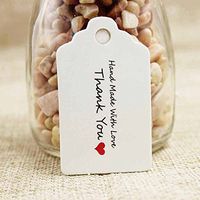 OBELLA BOUTIQUE 100pcs happy birthday tag Nature Color Wood Gift Tags, Wooden Wedding Favor Tags, Price Label Party Hang Tags size is 5x3cm