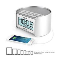 iHOME IBT230SSC iBT230 Bluetooth Bedside Dual Alarm Clock Radio with Speakerphone, USB Charging and Line-in (Silver), White