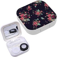 Portable Contact Lens Case Box Travel Kit Mirror + Bottle + Tweezers Container Holder [ Cute Vintage Flower ]