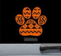 Tribal pawprint Vinyl Decal Sticker dog lover pet rescue (ORANGE)