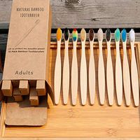 10 Pcs Bamboo Toothbrush Reusable Organic Natural Wooden Toothbrush, Meticulously Crafted with Soft Bristles Biodegradable Bamboo Charcoal Toothbrush, 10 Colors, Bristles BPA Free