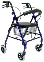 Karman Healthcare R-4600-BL Aluminum Rollator with Standard Seat Height, Blue, 6" Casters