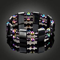 Cigooxm 1 PCS Weight Loss Healthcare Round Black Stone Magnetic Therapy Hand Chain Body Care Hematite Stretch Bracelet Magnet Jewelry For Men Women