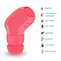 PinPle Mini Headphone Wireless Bluetooth Waterproof IP68 Sweatproof Wireless Earbud for Sports & Swimming & Driving & Business (Pink)