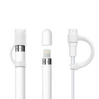 [3-Pack] FRTMA for Apple Pencil Cap/Apple Pencil Horn Cap Holder/Cable Adapter Tether for iPad Pro Pencil (Ivory White)