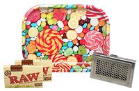 Leaf Lock Gear Mini Rolling Tray with 2 Packs RAW Organic Single Wide Rolling Papers and RAW Shredder Case