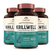 KrillWell Heart, Joint, and Cognitive Support | Certified Sustainable, Clinically-Proven K-Real Krill Oil 2X More Effective Than Fish Oil - 90 Day Supply