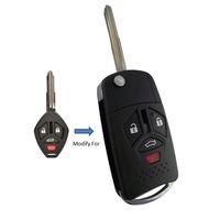 KEMANI Brand New Uncut 4 Button Right Groove Blade Flip Folding Replacement Keyless Romote Entry Key Case and Button Pads Fit For Mitsubishi Outlander Lancer Eclipse Galant 3 Button+Panic