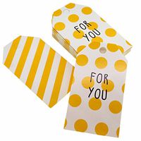 For You Yellow Polka Dot Stripe Design Paper Gift / Price Tags with Color Twine for Gift Wrapping Packaging, Set of 48