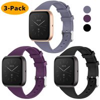 EZCO 3-Pack Sport Bands Compatible with Fitbit Versa/Versa 2 / Versa Lite, Waterproof Soft Silicone Breathable Sport Watch Strap Replacement Wristband Accessories Women Man for Versa Smart Watch