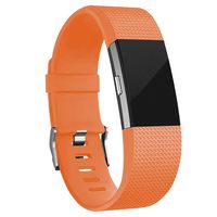iGK Replacement Bands Compatible for Fitbit Charge 2, Adjustable Replacement Bands with Metal Clasp Classic Edition Light Orange Small