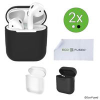 Eco-Fused Protective Covers Compatible with Apple AirPods Case - 2-Pack (Black and Transparent) - Silicone Skins - Protects The Case of Your AirPods from Scratches and Shocks