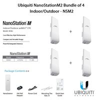 Ubiquiti NanoStationM2 Bundle of 4 Indoor/Outdoor airMAX CPE Router - NSM2