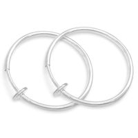 Aloha Earrings - Clip On Hoop Earrings for Women - Silver and Gold-Tone Brass Spring Hoops for Non-Pierced Ears (Bright Silver Medium)