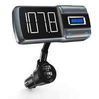 FM Transmitter with Bass Booster, Bluetooth 5.0 FM Transmitter Wireless Radio Adapter, FM Transmitter 5V/2.4A+1A